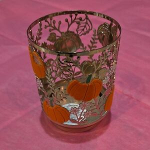 Bath & Body Works Orange and Gold Pumpkin Small Candle Holder